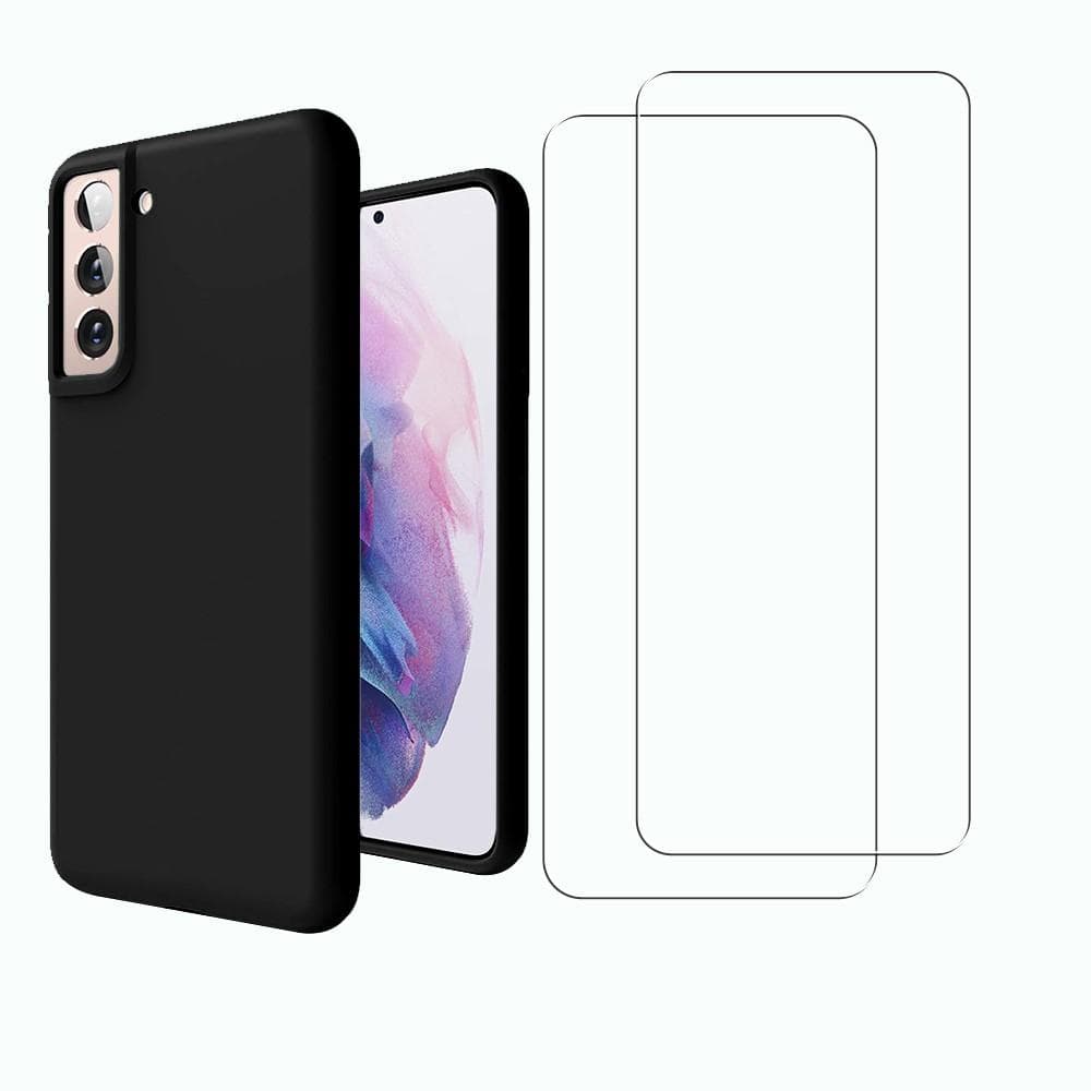 Coque Galaxy S21 FE 5G et 2 écrans de protection - Silicone - Noir