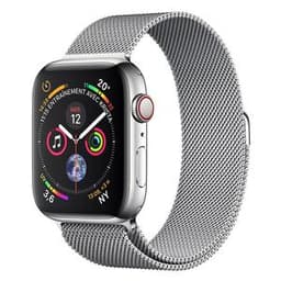Apple Watch Series 4 (2018) GPS + Cellular 44 mm - Acier inoxydable Argent - Bracelet milanais Gris