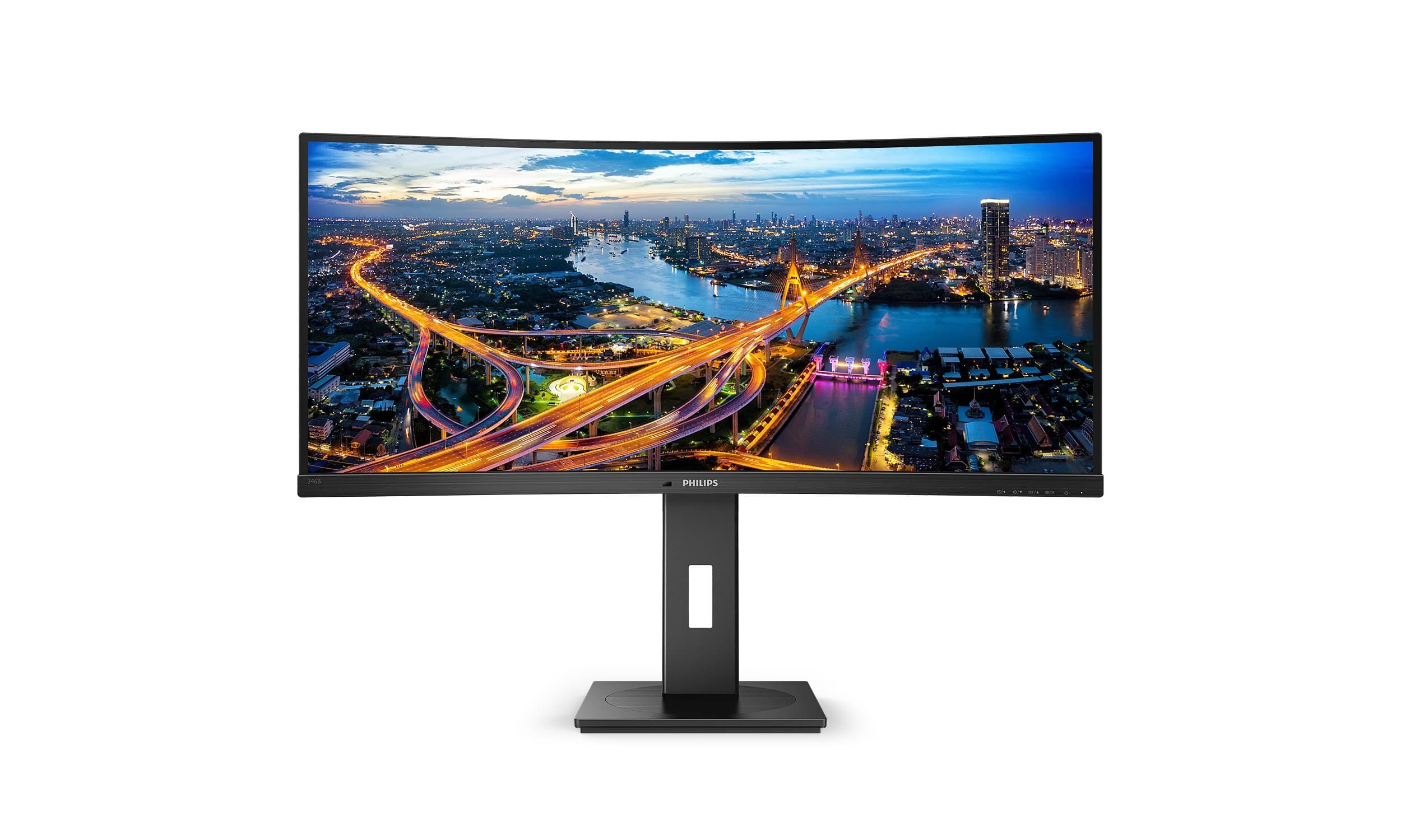 Philips 34" välvd skärm 3440x1440 med KVM, USB-C-dockning och 90W PD