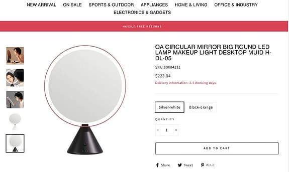 OA Circular Mirror Ny i kartong