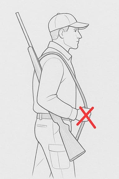 Fria armar när du bär geväret över axeln!