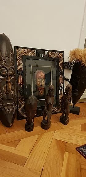 6 ST Afrikansk tavlor & bord och väggdekoration i trä