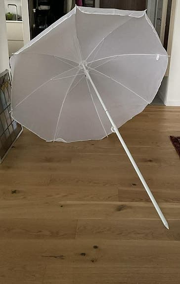 VIT NY PARASOLL 1,5 METER / DIAMETERN VINKELBAR .