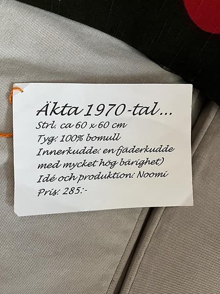 Påbörjad Kuddfodral 60x60 70-tal i nyskick !
