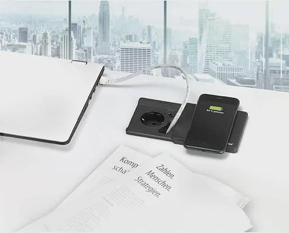 Trädlås mobilladdare EVOline Square 80cm, 1-vägs + 1xUSB