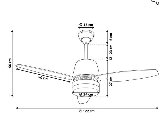 Taklampan med fläkt och fjärrkontrollen