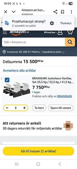 BRAINGAIN Justerbara hantlar 41,5