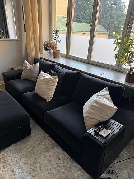 VIMLE soffa & fotpall med förvaring