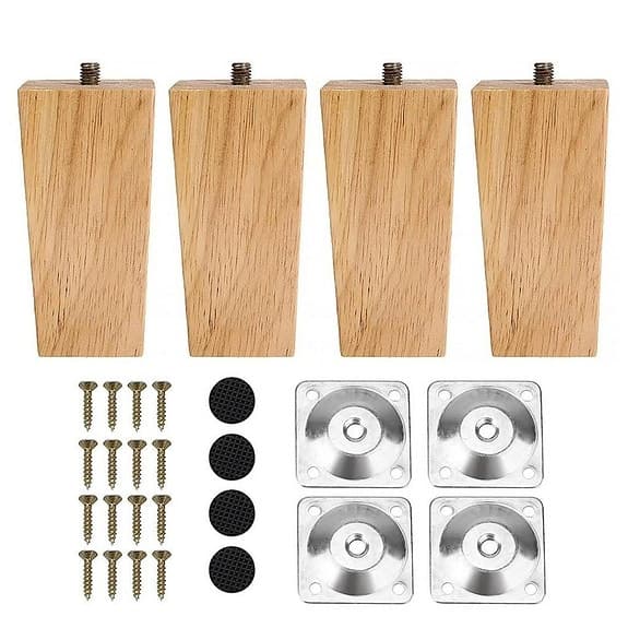 10 cm Trämöbelben i Klassisk Design (4 Stycken)