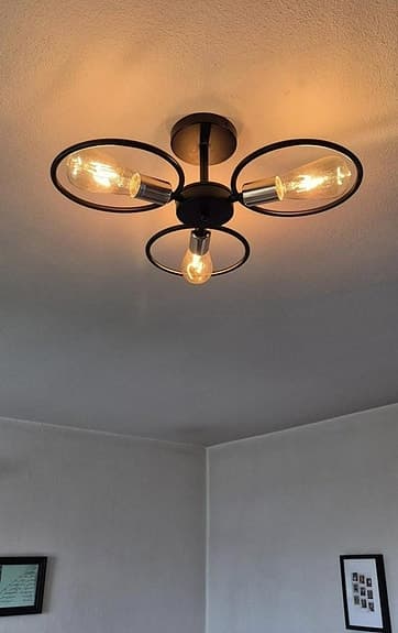 3 st. Vintage Industriell Chandelier Set – Metall, Svart