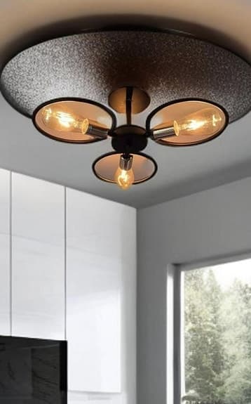 3 st. Vintage Industriell Chandelier Set – Metall, Svart