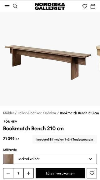Bänk från Nordiska Galleriet