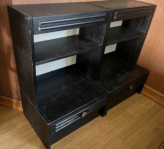 2 Ikea sängbord nattduksbord svart trä retro vintage 1970
