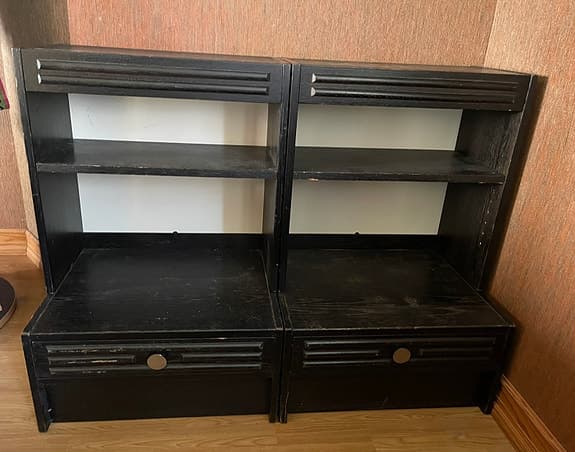 2 Ikea sängbord nattduksbord svart trä retro vintage 1970