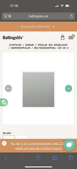 Badrummsspegel med LED-belysning 60x65 cm