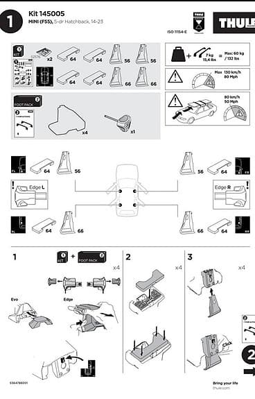 Thule kit 145005 till Mini Cooper 5d