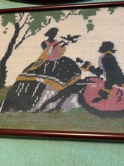 Retro 4 broderade tavlor från 40-talet