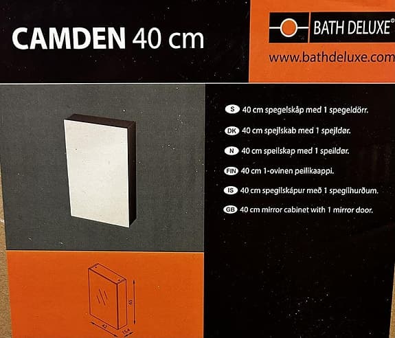Camden spegelskåp, svart, Bath delux