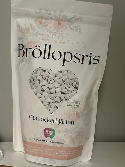 BRÖLLOPSRIS  – VITA SOCKERHJÄRTAN & PÅSAR, TINGEL TANGEL