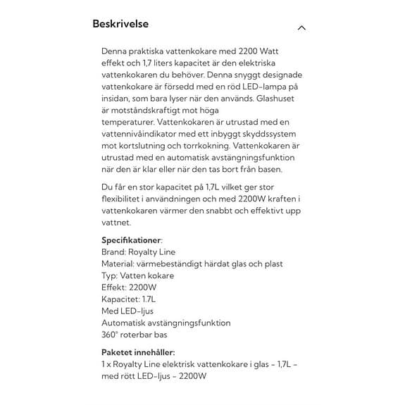 Stor rymlig vattenkokare LED