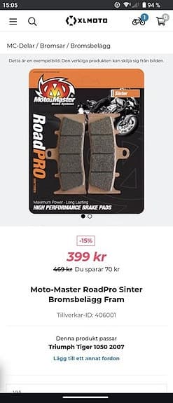 Bromsklossar till MC