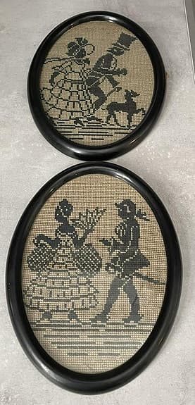 Tavlor broderade motiv gamla 2 st