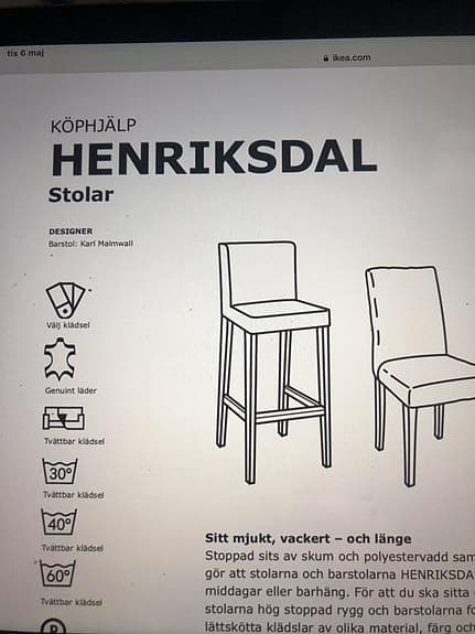 Ikea Henriksdal Barbord +2stoppade  Barstolar