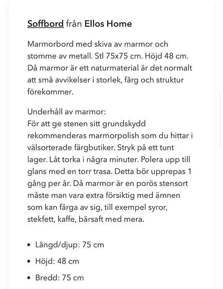 Äkta marmorbord med guldfärgat metallstativ