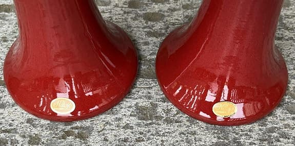 Nittsjö. 2st mycket Fina Ljusstakar.  Vacker röd glasyr. Vintage. Nyskick.