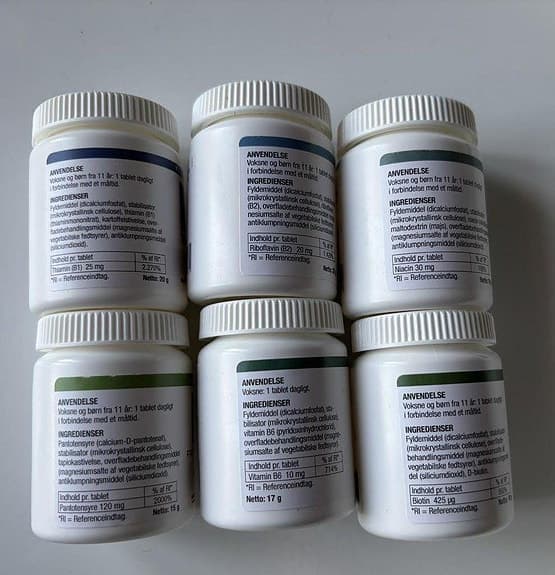 NYA - B-vitaminer - 6 oöppnade burkar - B1 B2 B3 B5 B6 B7