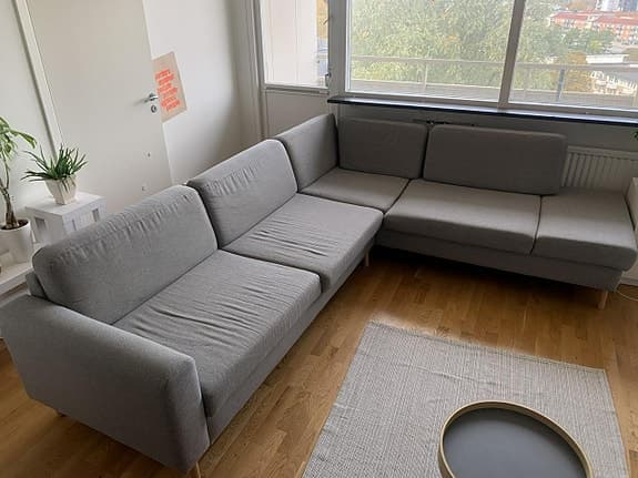 Hörnsoffa soffa soffhörn ljusgrå