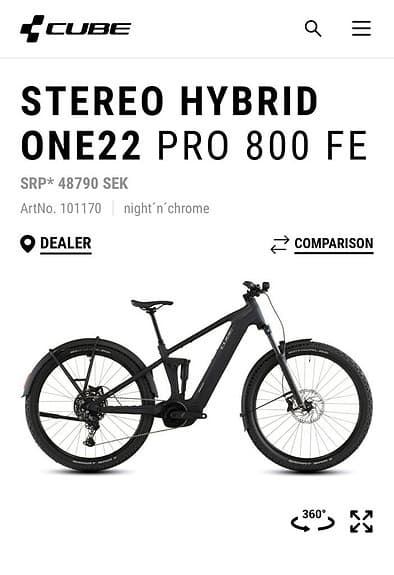 EL MTB CUBE Stereo Hybrid One22 PRO 800FE 2026