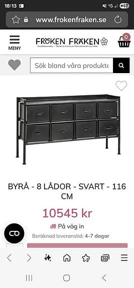 Byrå/sideboard i plåt