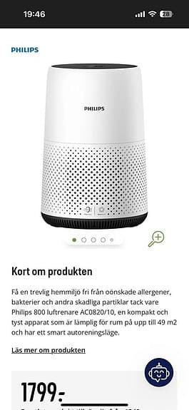 Philips 800 luftrenare AC0820/10