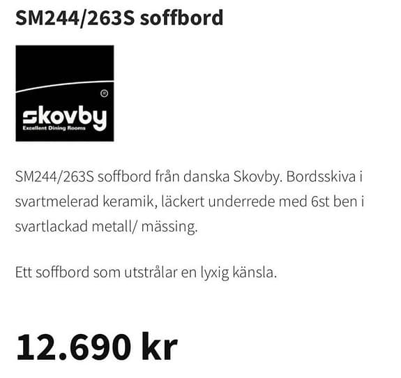 Dansk design Skovby vardagsrumsbord