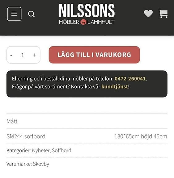 Dansk design Skovby vardagsrumsbord