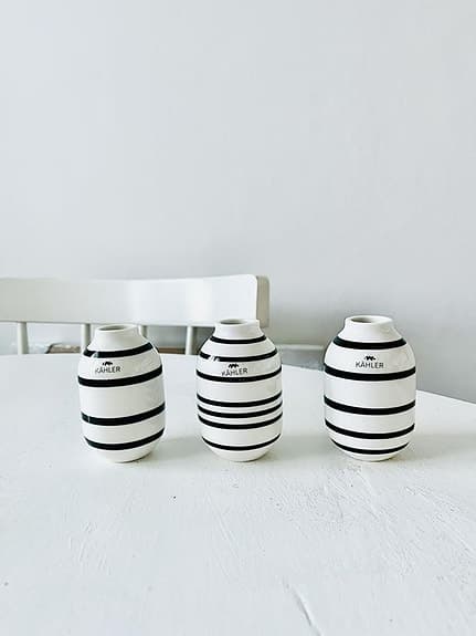 Kähler Omaggio vaser i miniatyr NY 3-pack 8 cm randiga