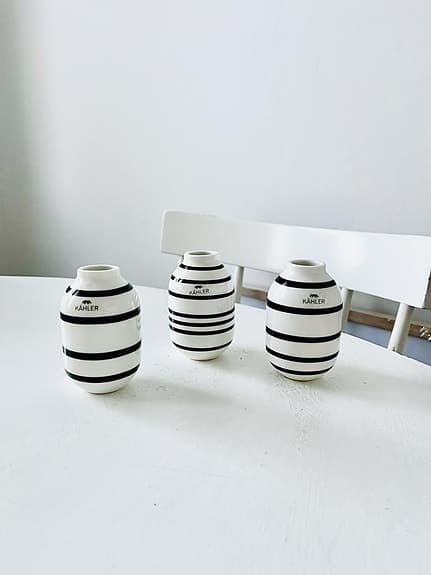 Kähler Omaggio vaser i miniatyr NY 3-pack 8 cm randiga