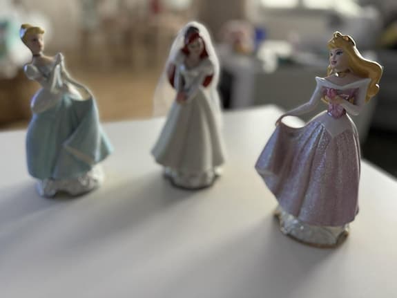 Disney princess figurer i porslin Ariel, Cinderella, Aurora