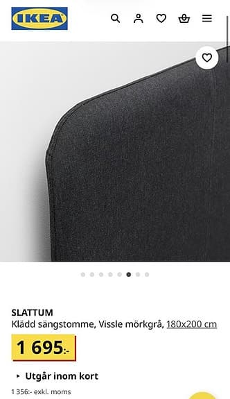 IKEA Slattum Sängram svart 180x200 cm