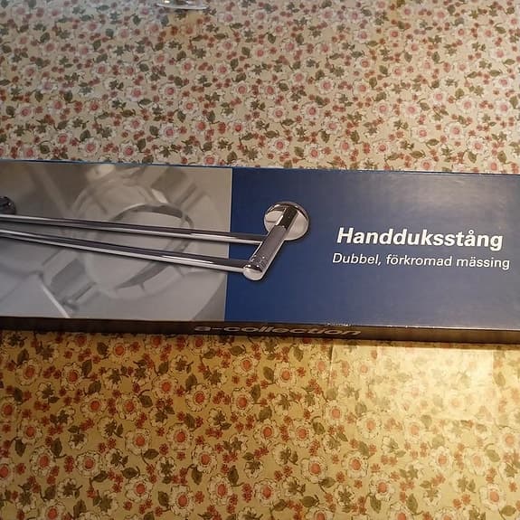 Handduksstång  dubbel förkromad mässing Ny