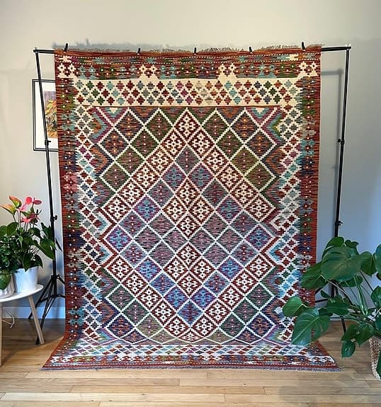 Äkta handvävd ull kelimmatta - 240 x 178 cm