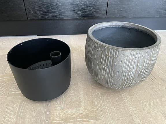 Stor Cementkruka inkl. självbevattningskruka (paket)