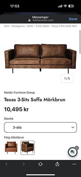 soffa Texas mörkbrun (3 sits) + fåtölj