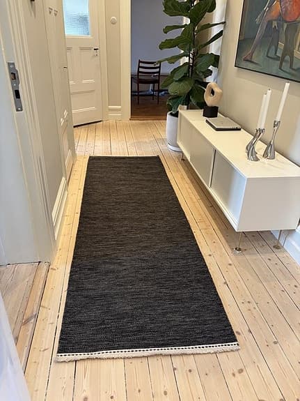 matta svart/grå ull 80x250 cm