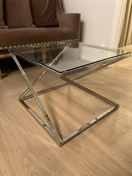 Soffbord i glas och metall – modernt & i fint skick