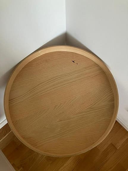 Stilrent runt modernt underrede till soffbord/sidobord i ek/trä & bricka