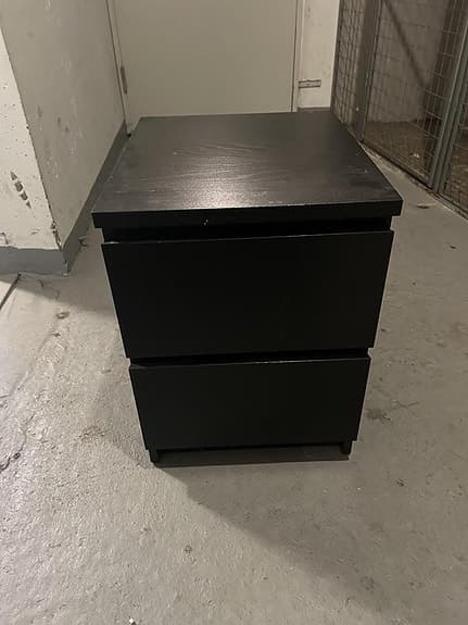 Malmbyrå 2 lådor svartbrun