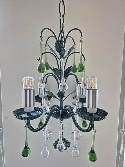 Vintage petit taklampa med Kristallprismor