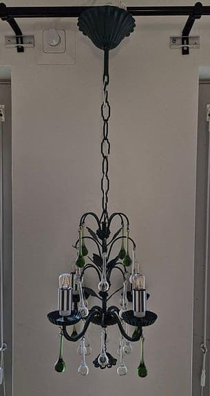 Vintage petit taklampa med Kristallprismor